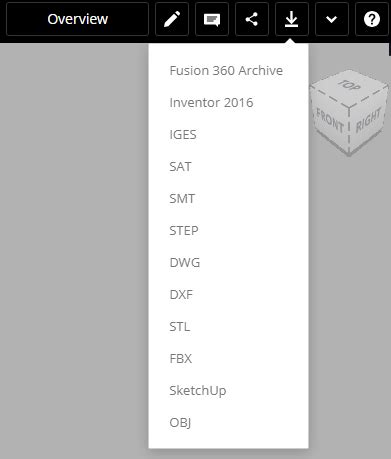 Export format options for Fusion 360 .